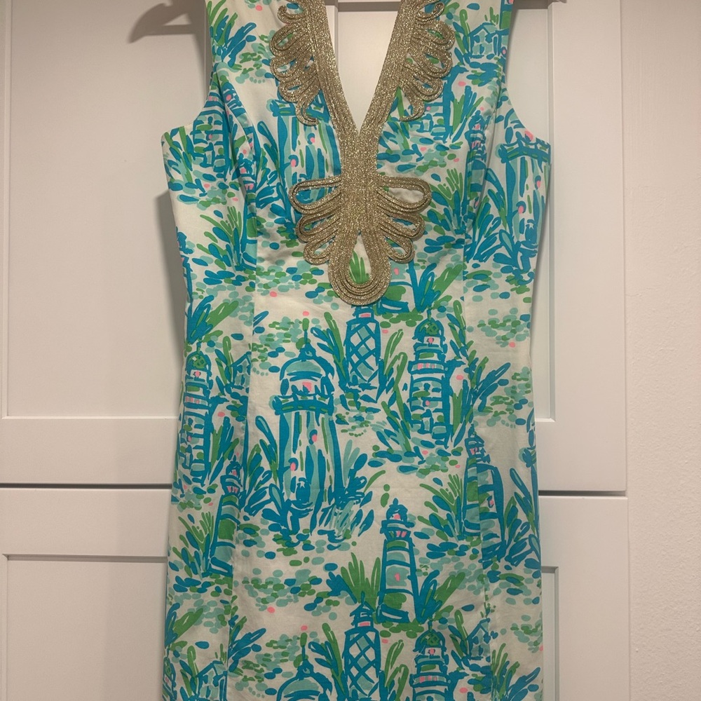 🏖️ Lilly Pulitzer Janice Shift Dress in Lighthouse print, Size 4
